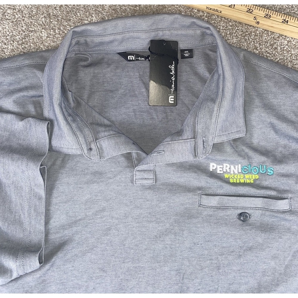 Travis Mathew Sunsetters Pocket Polo Grey Heather Men XXL Wicked Weed Brewing
